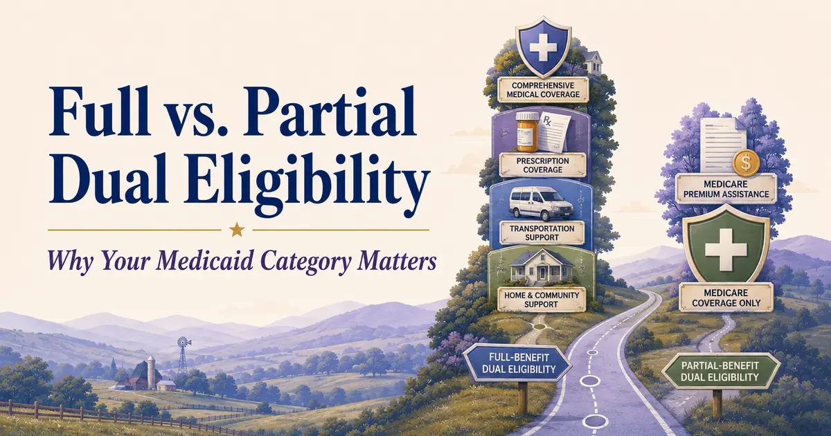 Two Medicare and Medicaid pathways illustrating full-benefit and partial-benefit dual eligibility